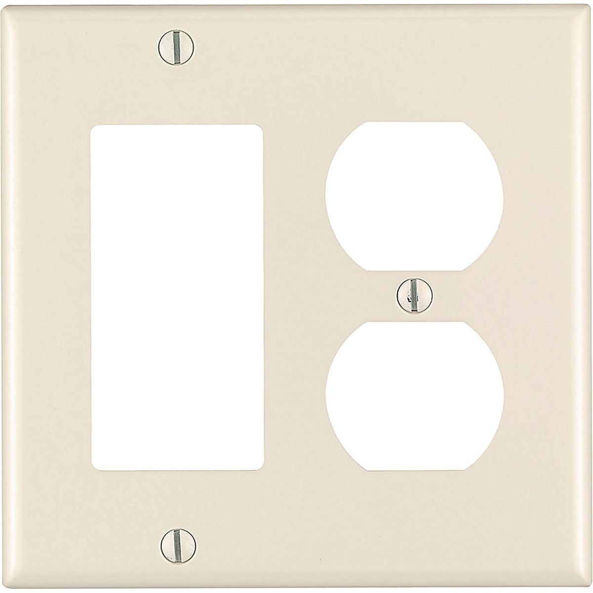 Leviton 80455-00T Almond 2 gang Thermoset Plastic Duplex/GFCI/Rocker Wall Plate 1/Pack