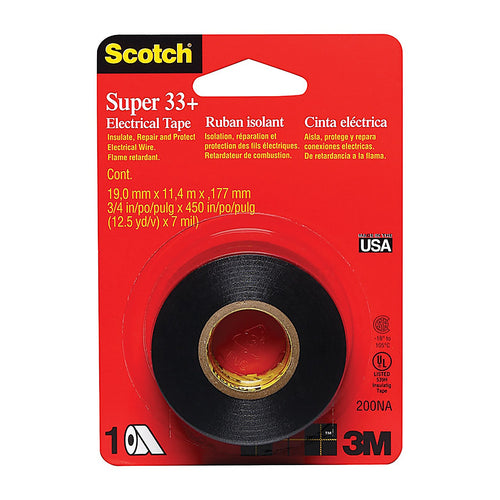 3M 200NA Scotch Super 33+ 3/4 in. W x 450 in. L Black Vinyl Electrical Tape