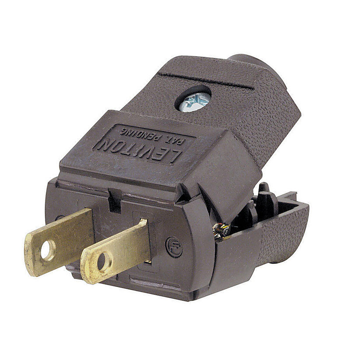Leviton - C20-00101-00P - Residential Thermoplastic Straight Blade Plug 1-15P 20-16 AWG 2 Pole 2 Wire