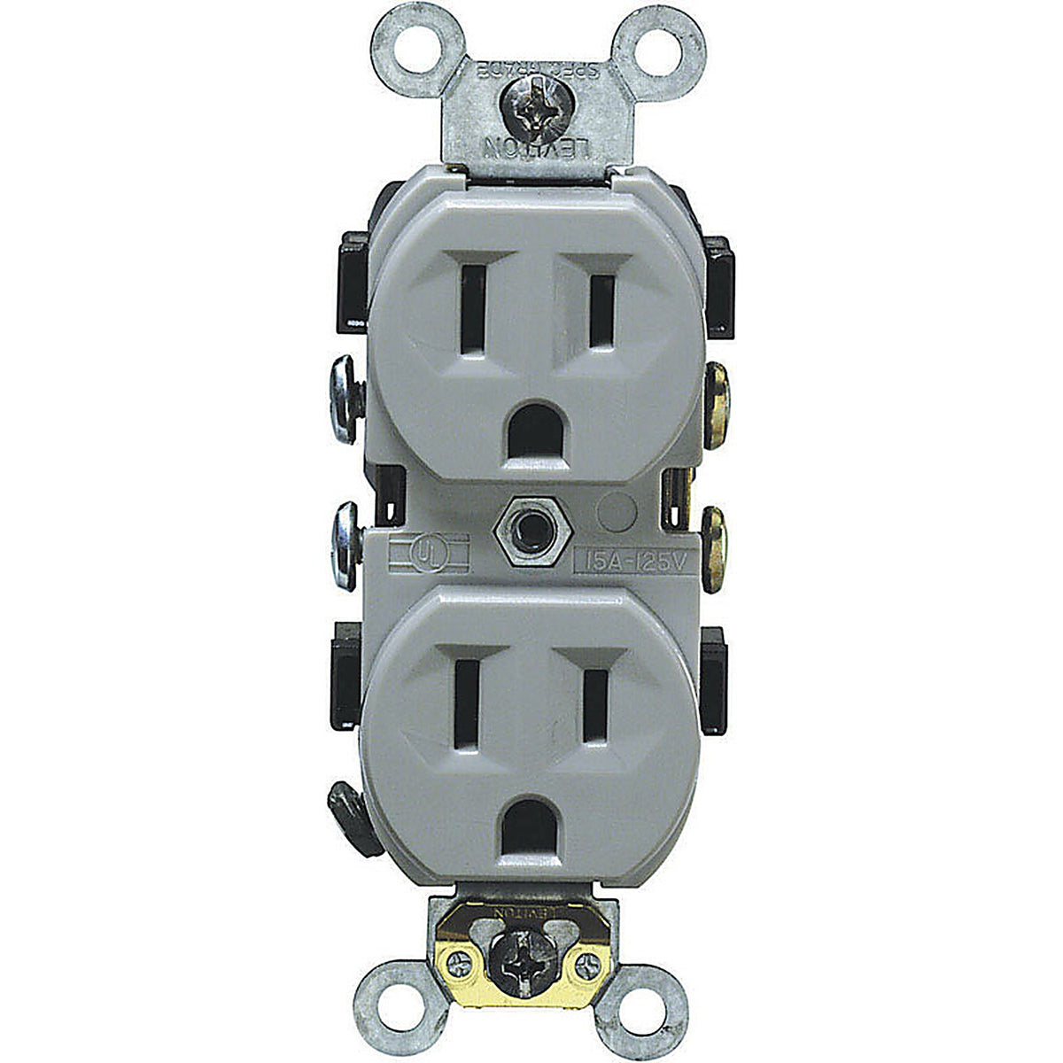 Leviton - 0CR15-0GS - 15 Amps 125 V Duplex Gray Outlet 5-15R 1 Pack