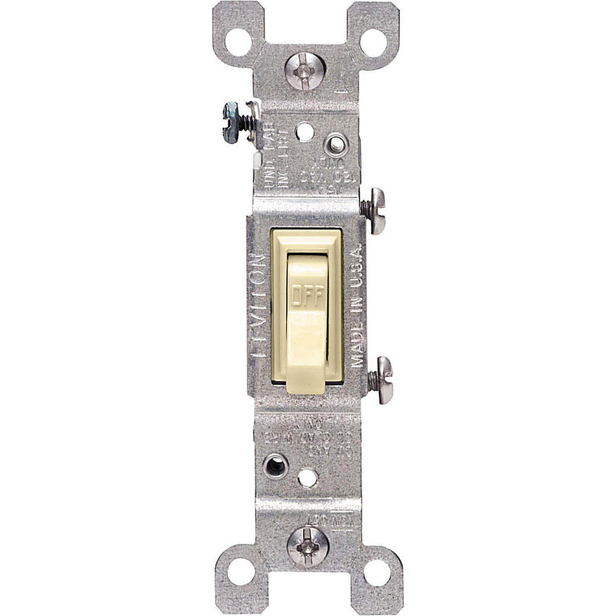 Leviton 01451-2IM 15 amps Single Pole Toggle AC Quiet Switch Ivory 10/Pack