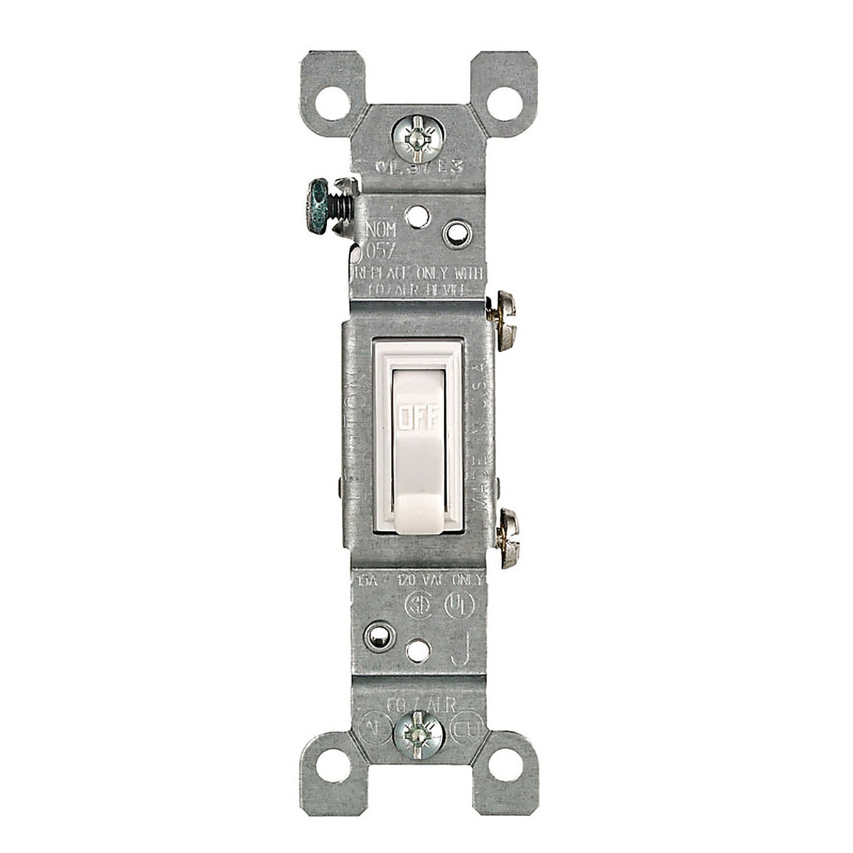 Leviton 02651-02W CO/ALR 15 amps Single Pole Toggle AC Quiet Switch White 1/Pack