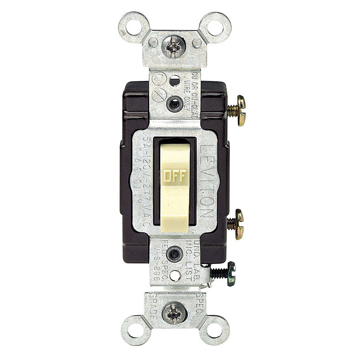 Leviton C21-05501-LHI Commercial Illuminated 15 amps Toggle Switch Ivory 1/Pack