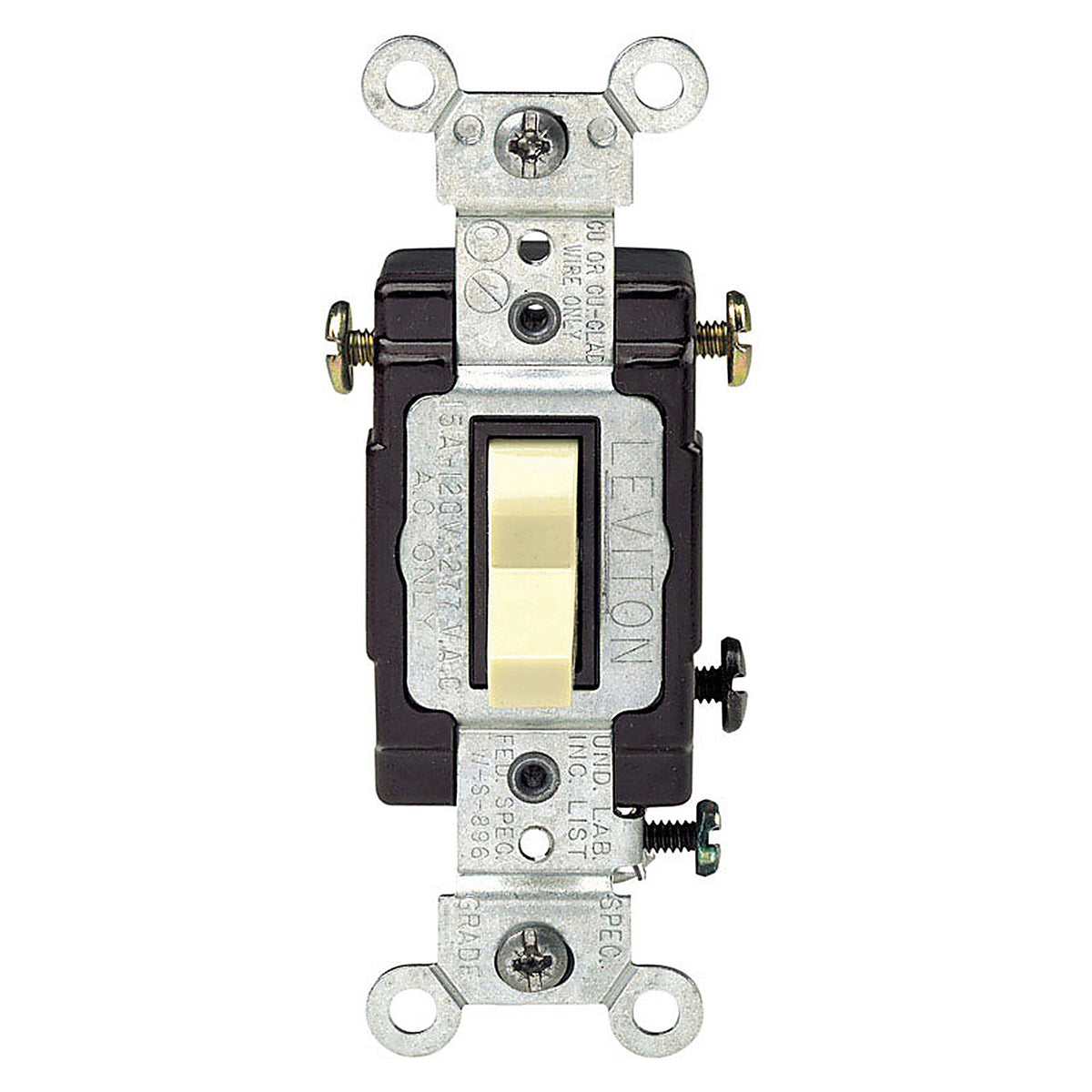 Leviton C21-05503-LHI Commercial Illuminated 15 amps Single Pole 3-Way Switch Ivory 1/Pack