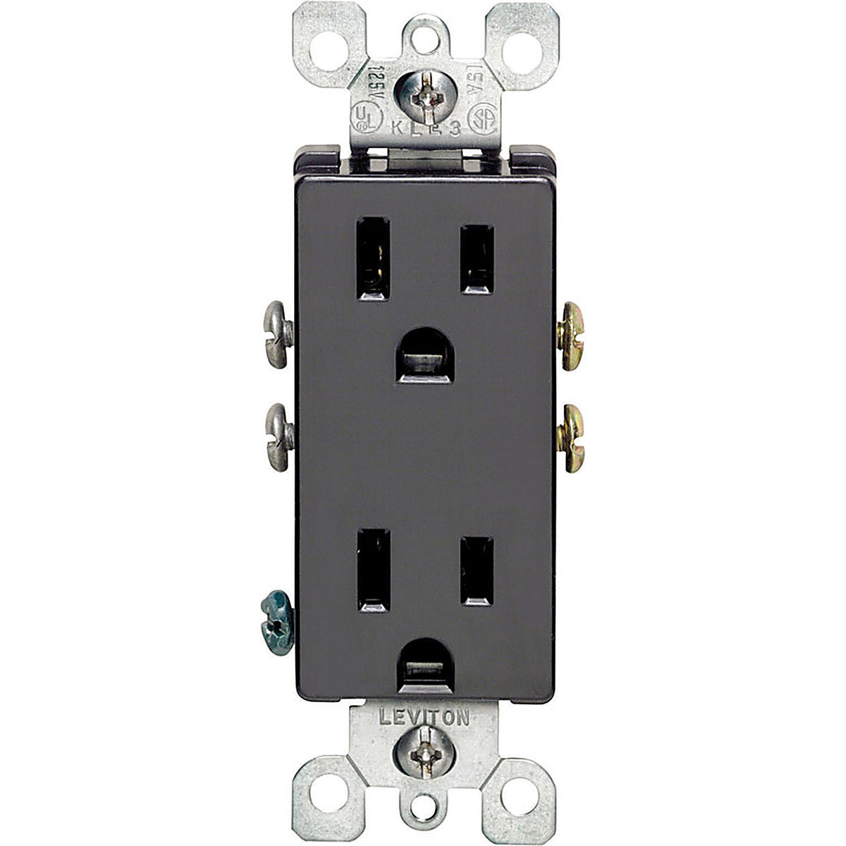Leviton 05325-0ES Decora 15 amps 125 volt Duplex Black Outlet 5-15R 1/Pack