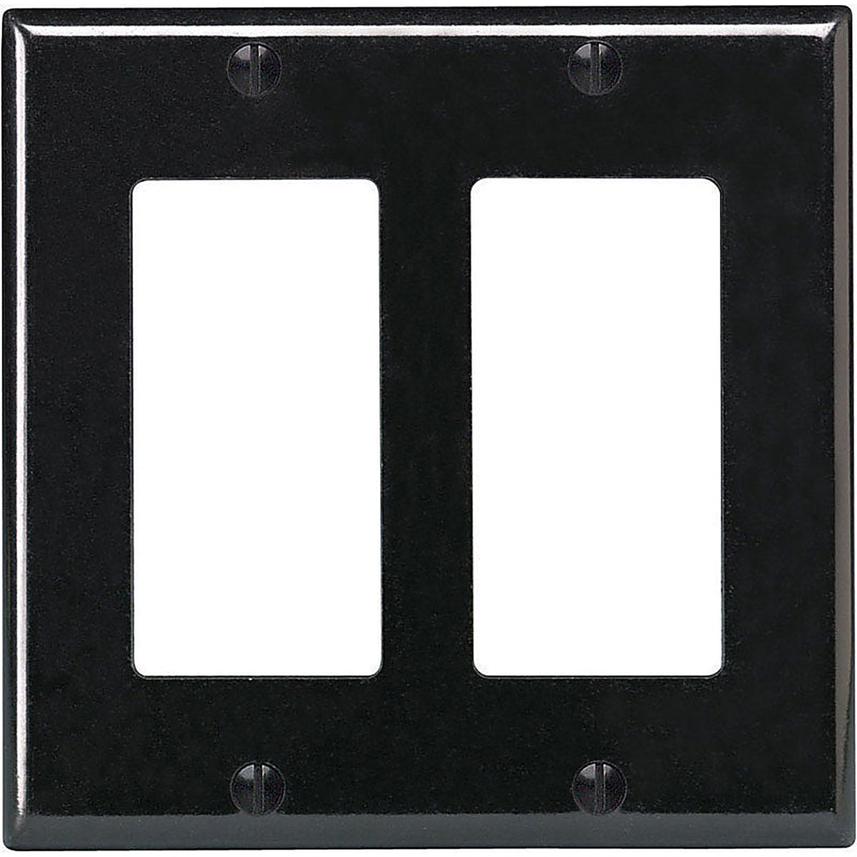 Leviton 80409-00E Decora Black 2 gang Thermoset Plastic GFCI/Rocker Wall Plate 1/Pack