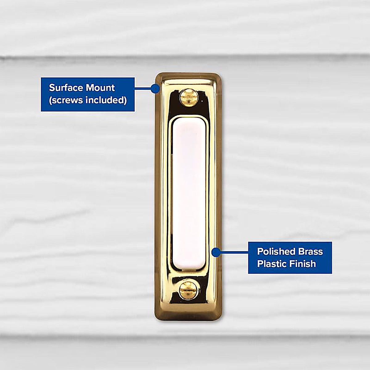 Heath Zenith SL-711-02 Polished Brass Plastic Wired Pushbutton Doorbell
