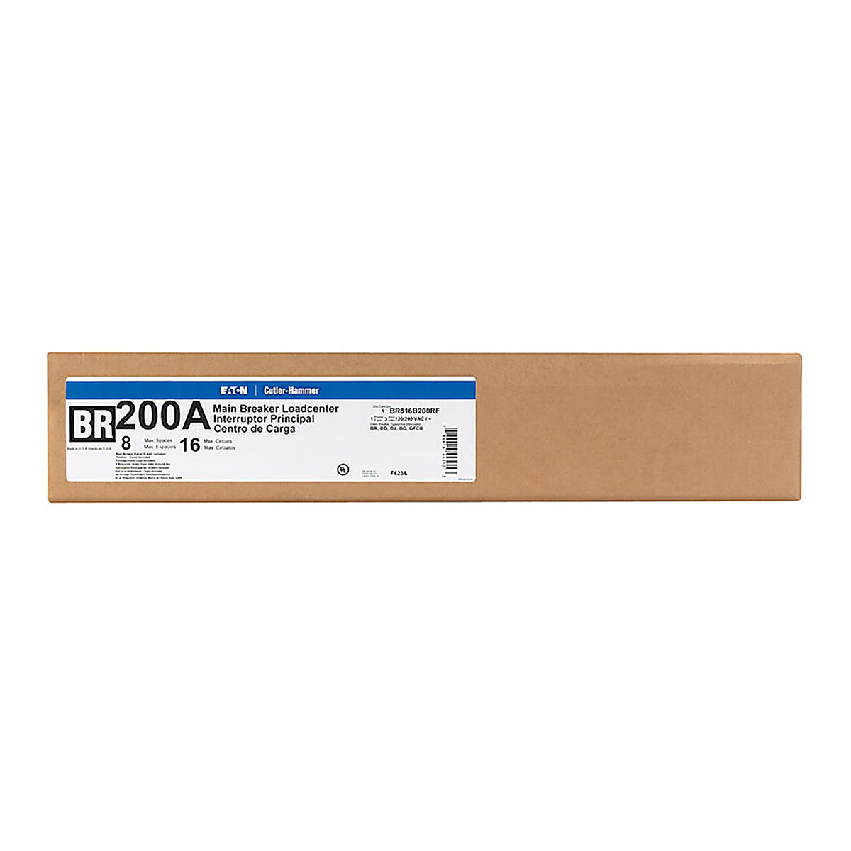 Eaton - BRP08B200RF - 200 Amps 120/240 V 8 Space 16 Circuits Surface Mount Main Breaker Load Center