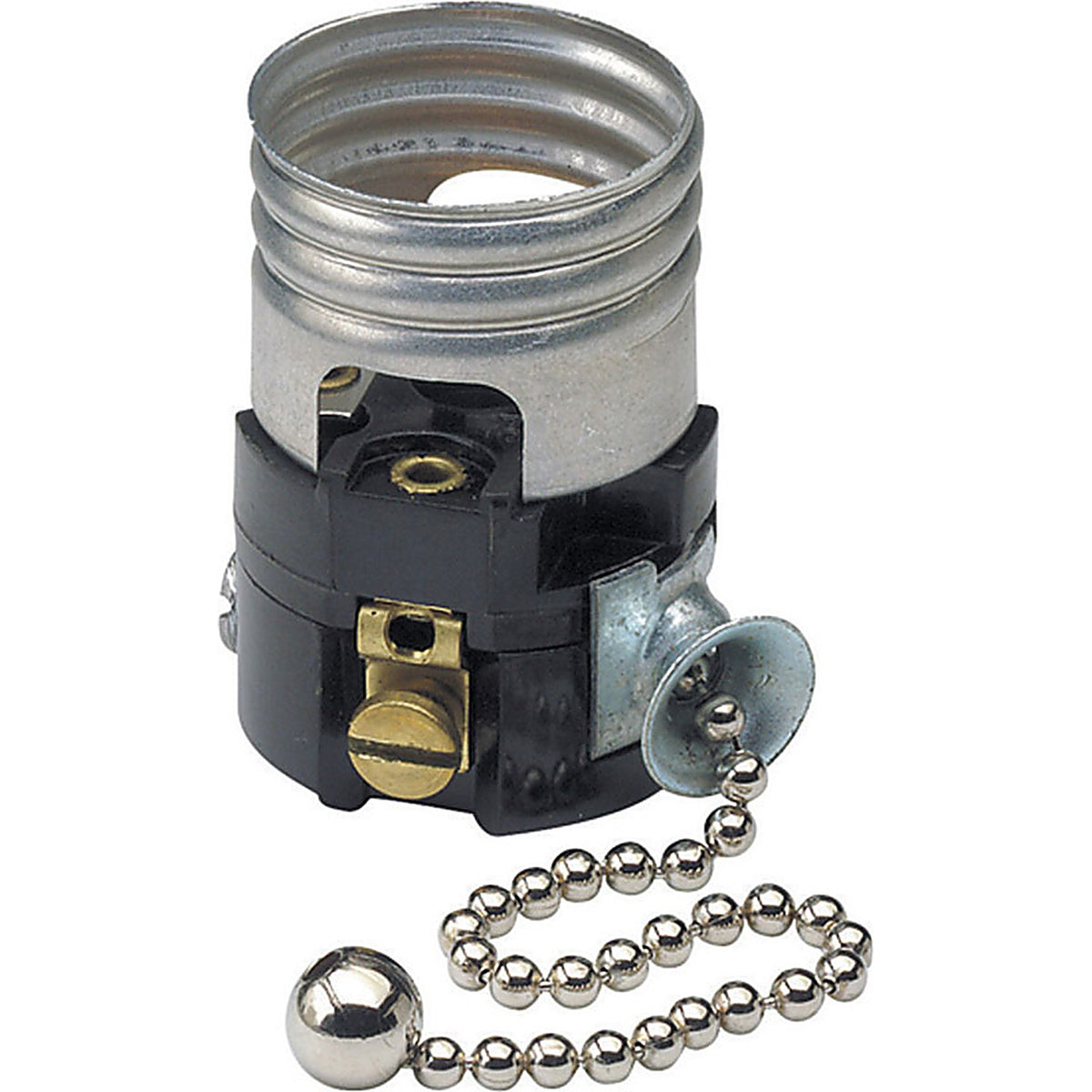 Leviton 19980-00M Aluminum Medium Base Pull Chain Socket 1/Pack