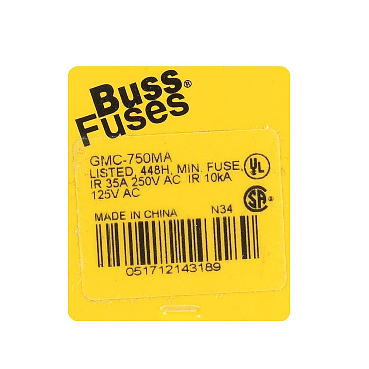Bussmann - GMC-750-R - 750 Amps Time Delay Fuse 5 Pack