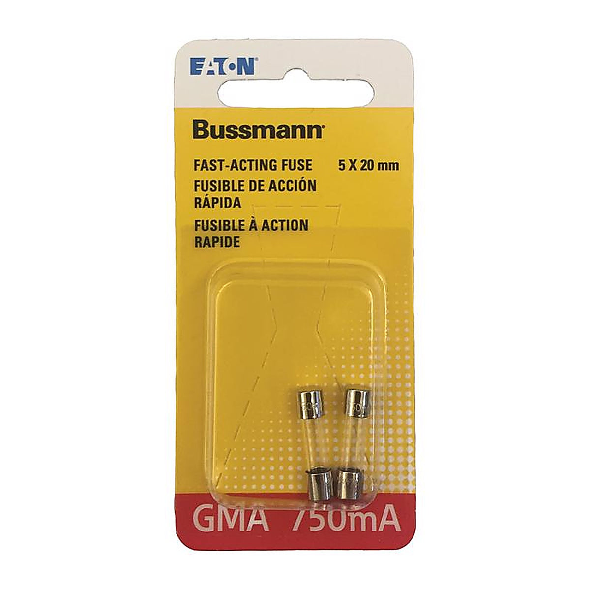Bussmann BP/GMA-750MA 0.75 amps Fast Acting Glass Fuse 2/Pack