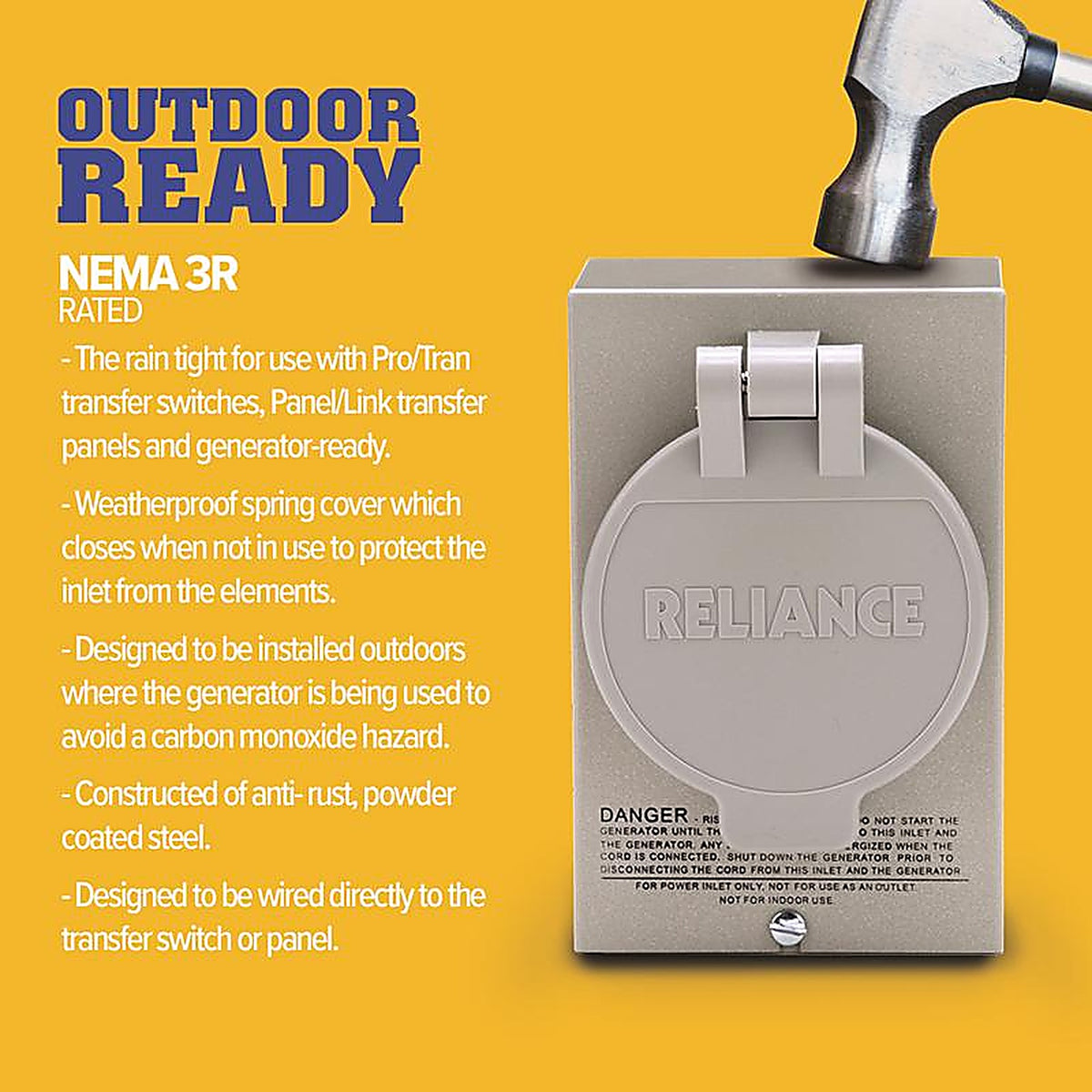 Reliance - PB-20 - Controls Pb Series 20 Amps 120/240 V 1 Space 1 Circuits Surface Mount Power Inlet Box