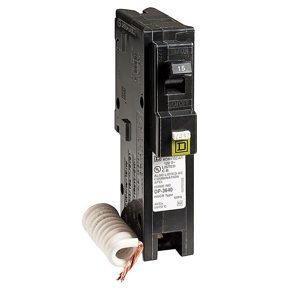 Square D HOM115CAFIC HomeLine 15 amps Arc Fault/Plug In Single Pole Circuit Breaker