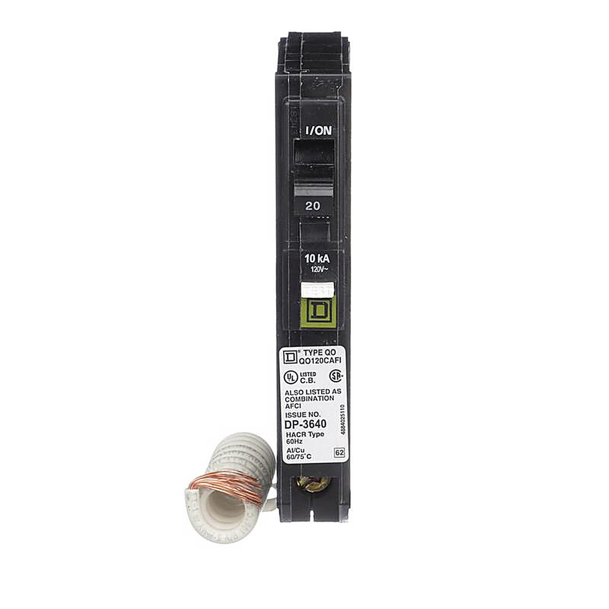 Square D QO120CAFIC QO 20 amps Arc Fault/Plug In Single Pole Circuit Breaker