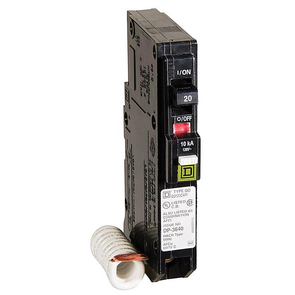 Square D QO120CAFIC QO 20 amps Arc Fault/Plug In Single Pole Circuit Breaker