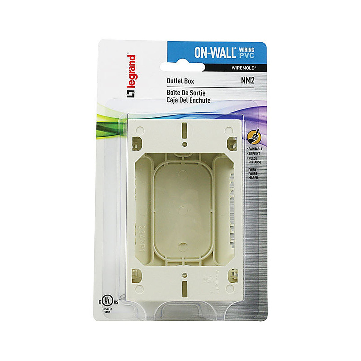 Legrand NM2 Wiremold 1.6 in. Rectangle Plastic 1 gang Outlet Box Ivory