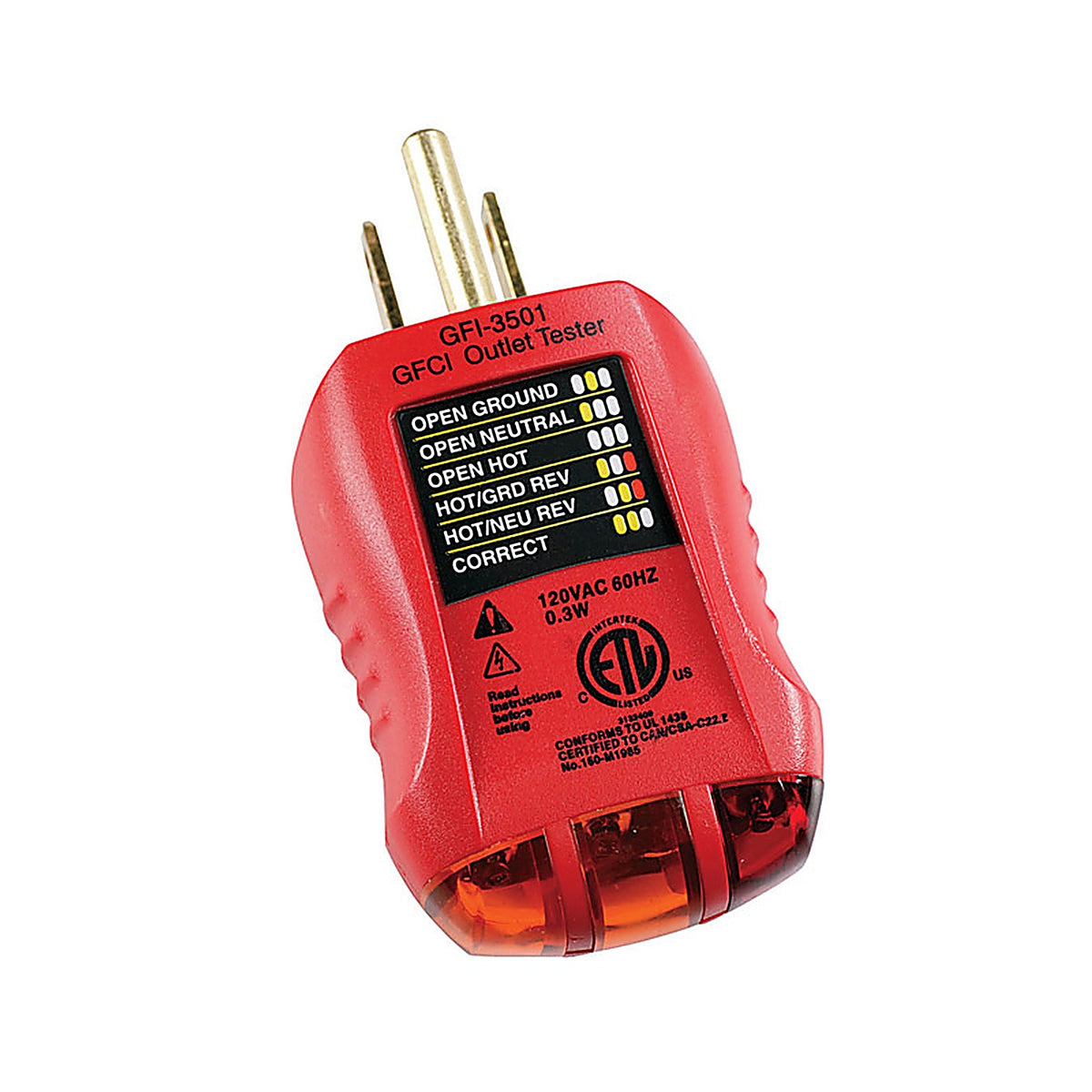 Gardner Bender GFI-3501 110-125 VAC LED Outlet and GFCI Tester 1/Pack