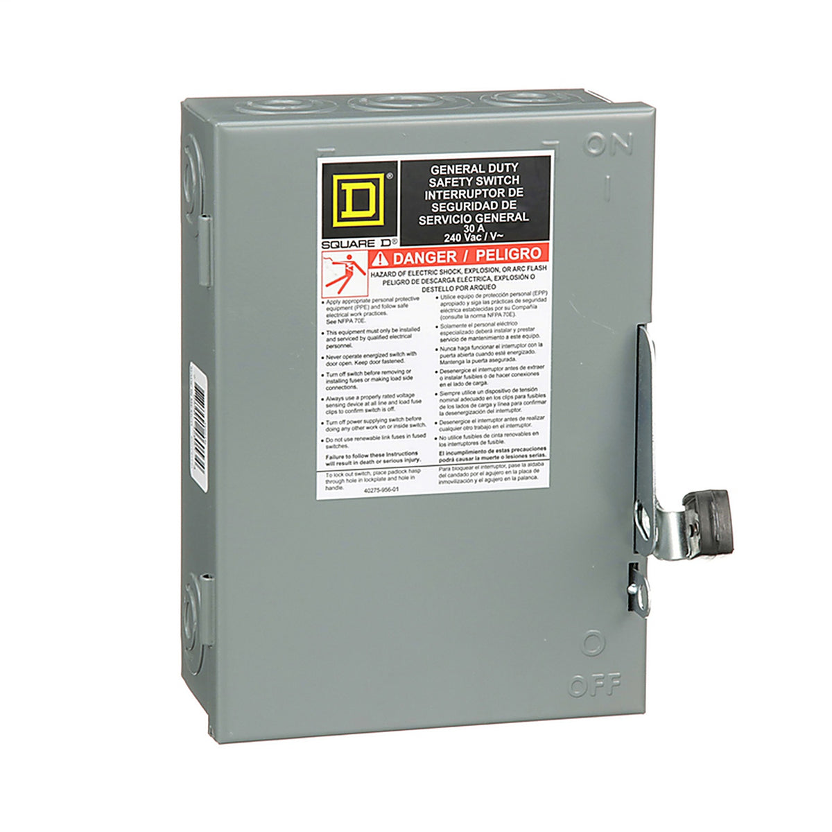 Square D - D211NCP - 30 Amps Plug in 2-Pole Fuse Safety Switch