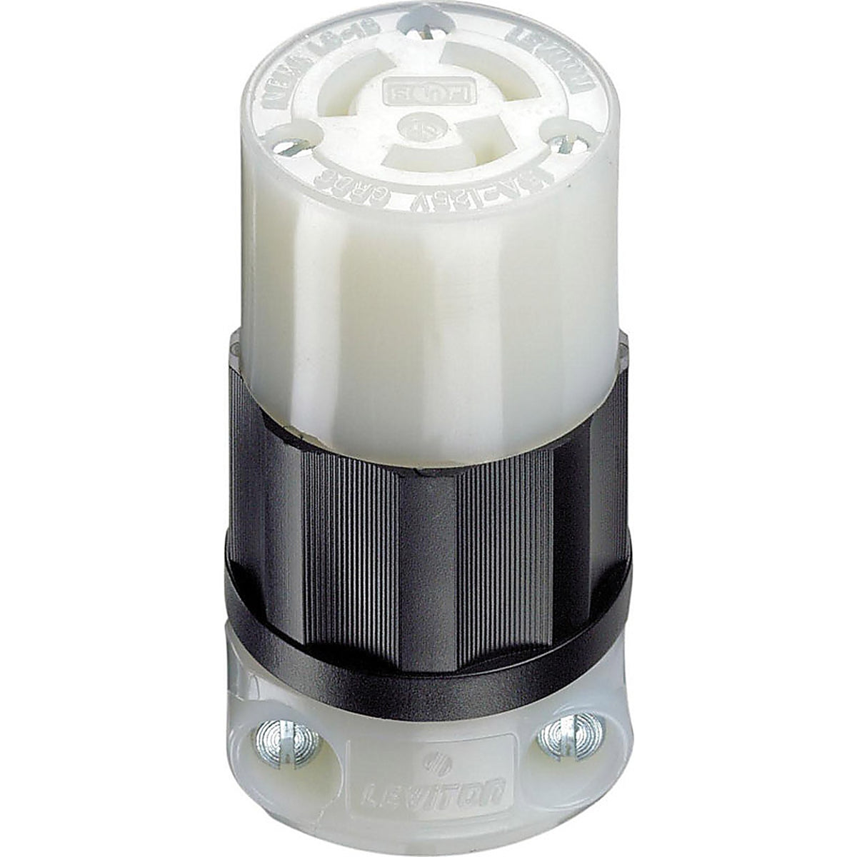 Leviton 04729-00C Industrial Nylon Curved Blade/Ground Locking Connector L5-15R 18-10 AWG 2 Pole 3 Wire