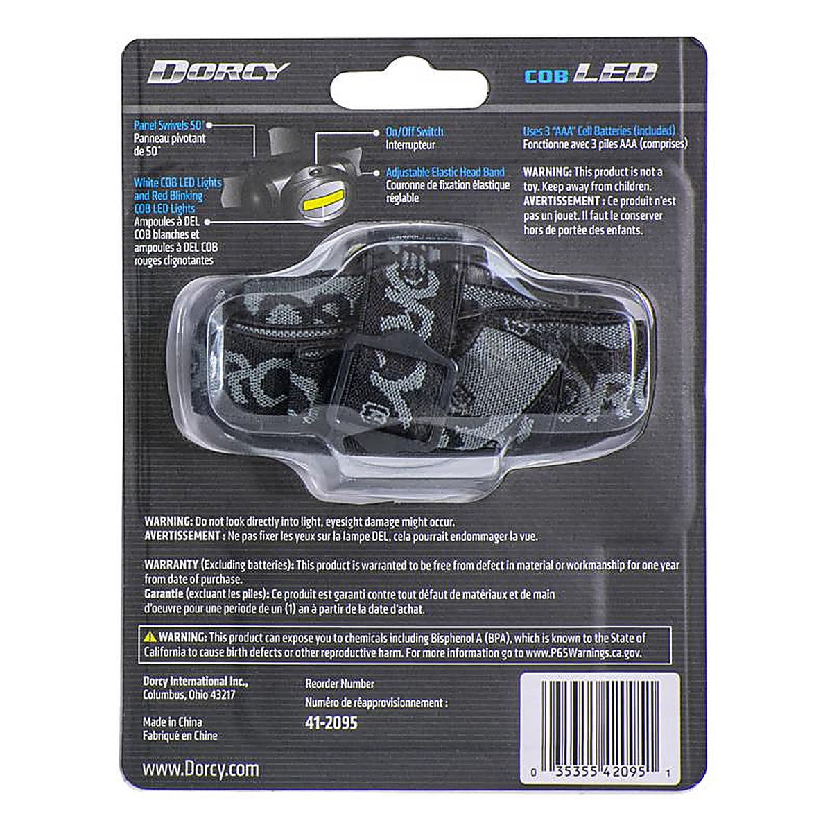 Dorcy 41-2095 17 lumens Black LED Headlight AAA Battery