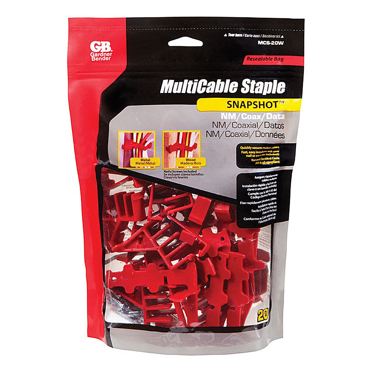 Gardner Bender - MCS-20W - 3/4 In. W Plastic Insulated Cable Staple 20 Pack