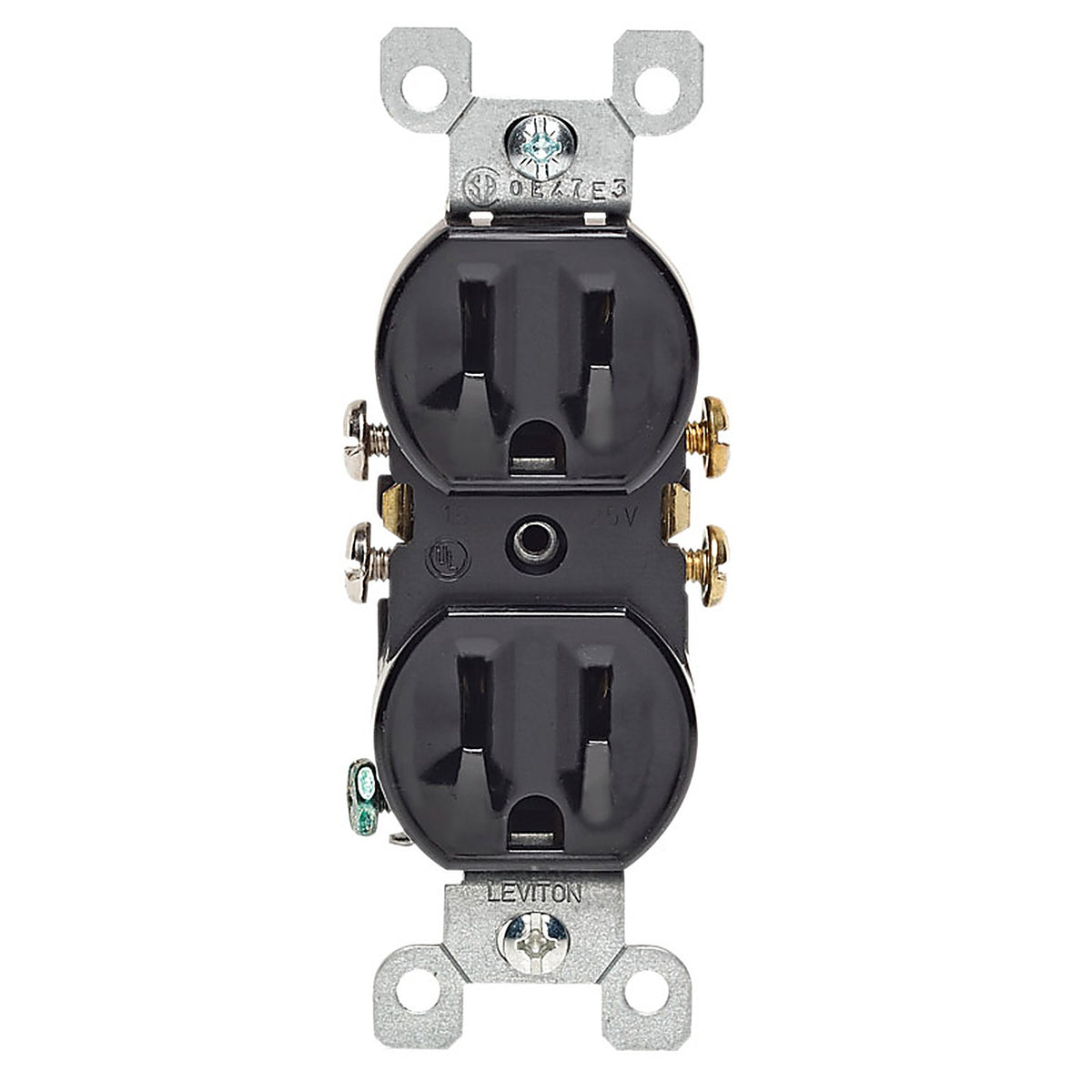 Leviton - 05320-ECP - 15 Amps 125 V Duplex Black Outlet 5-15R 1 Pack