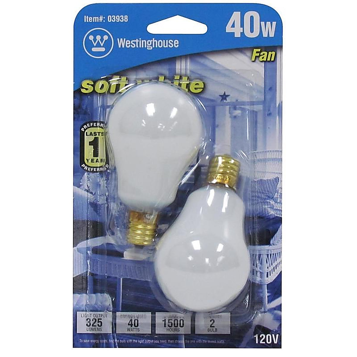 Westinghouse - 0393848 - 40 W A15 A-Line Incandescent Bulb E17 (Intermediate) Soft White 2 Pack