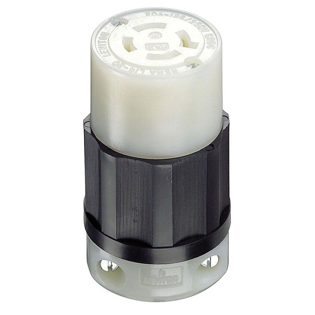 Leviton 02413-0PB Industrial Nylon Ground/Curved Blade Locking Connector L14-20R 14-10 AWG 3 Pole 4 Wire