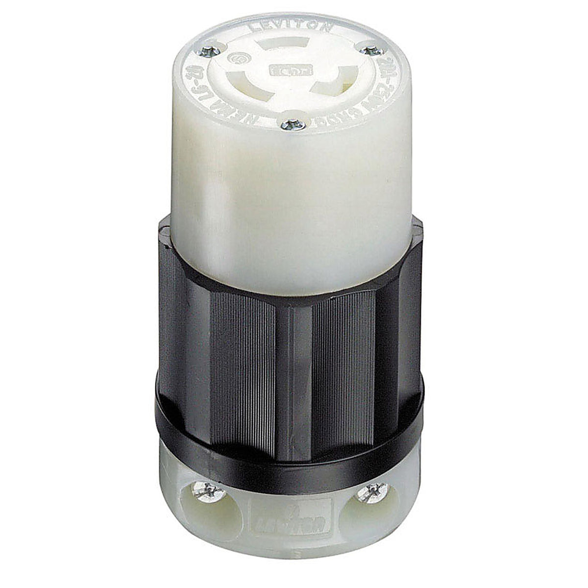 Leviton 02323-0PB Industrial Nylon Grounding Locking Connector L6-20R 16-10 AWG 2 Pole 3 Wire Bagged