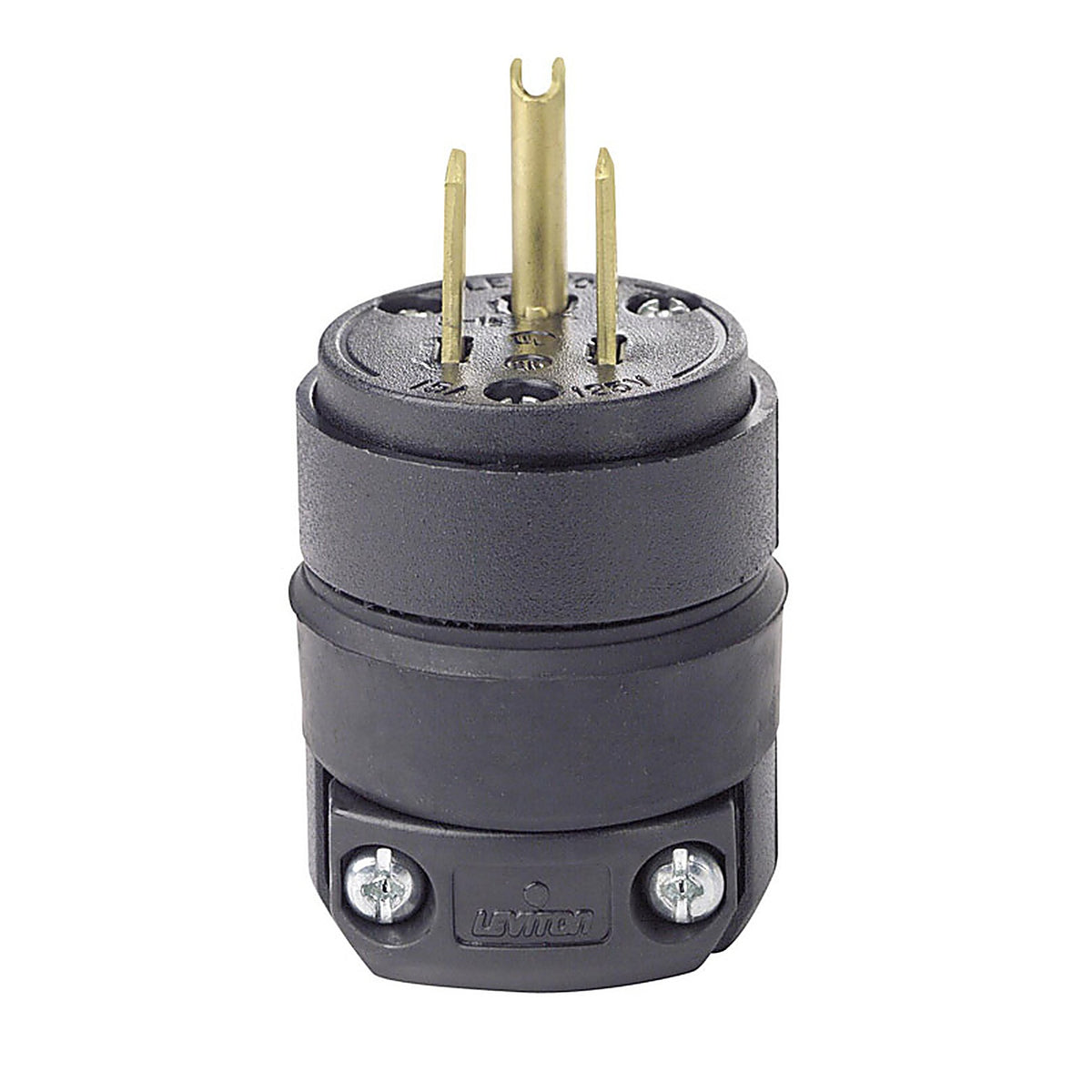 Leviton C20-515PR-000 Residential Rubber Ground/Straight Blade Plug 5-15P 18-12 AWG 2 Pole 3 Wire Carded