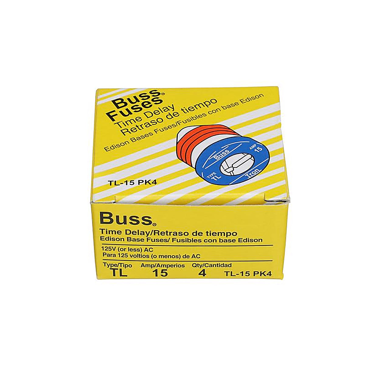 Bussmann TL-15PK4 15 amps Plug Fuse 4/Pack