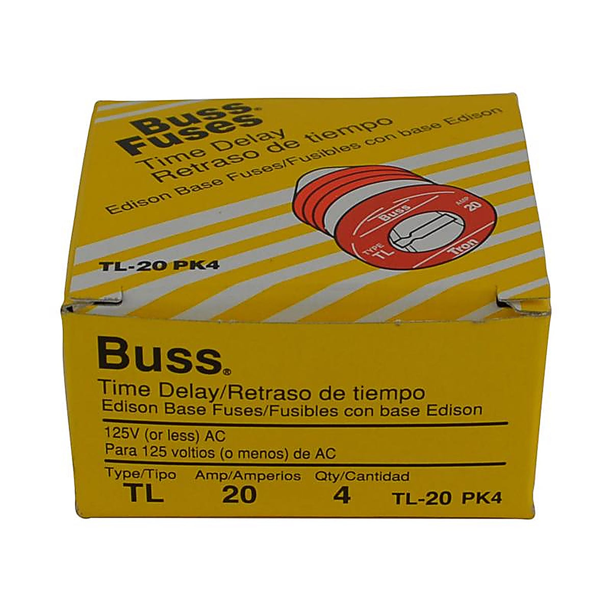 Bussmann TL-20PK4 20 amps Time Delay Plug Fuse 4/Pack