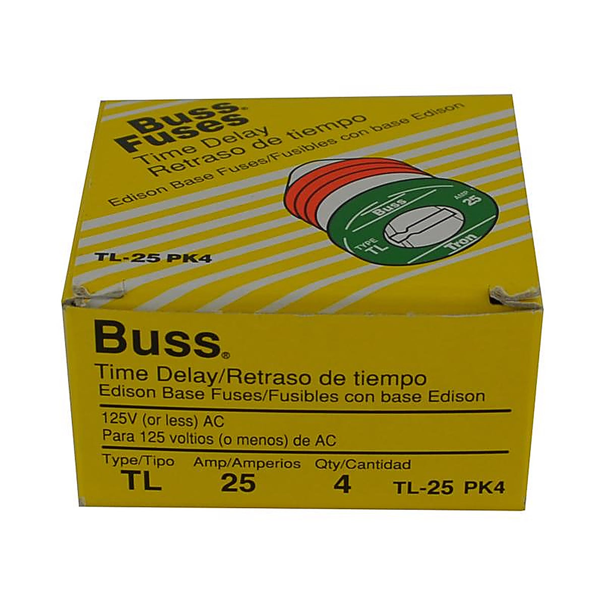 Bussmann TL-25PK4 25 amps Time Delay Plug Fuse 4/Pack