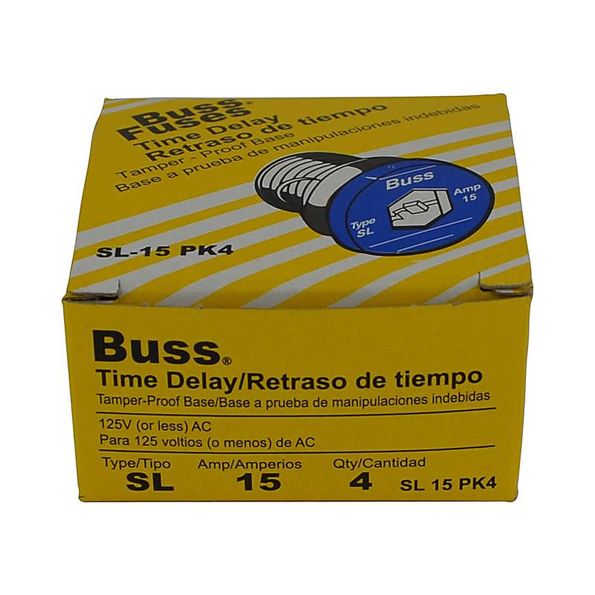Bussmann SL-15PK4 15 amps Tamper Proof Plug Fuse 4/Pack