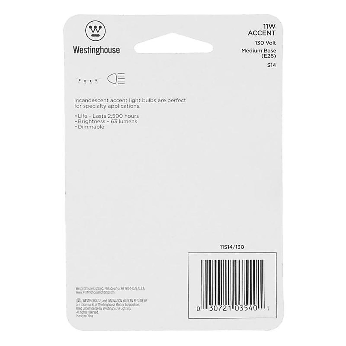 Westinghouse - 0354000 - 11 W S14 Specialty Incandescent Bulb E26 (Medium) Clear 1 Pack