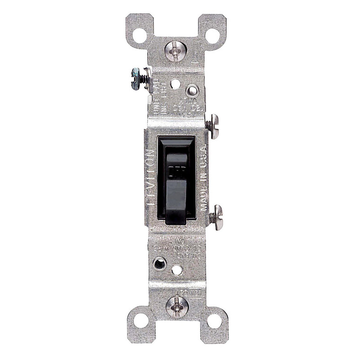 Leviton - 01451-02E - 15 Amps Single Pole Toggle AC Quiet Switch Black 1 Pack