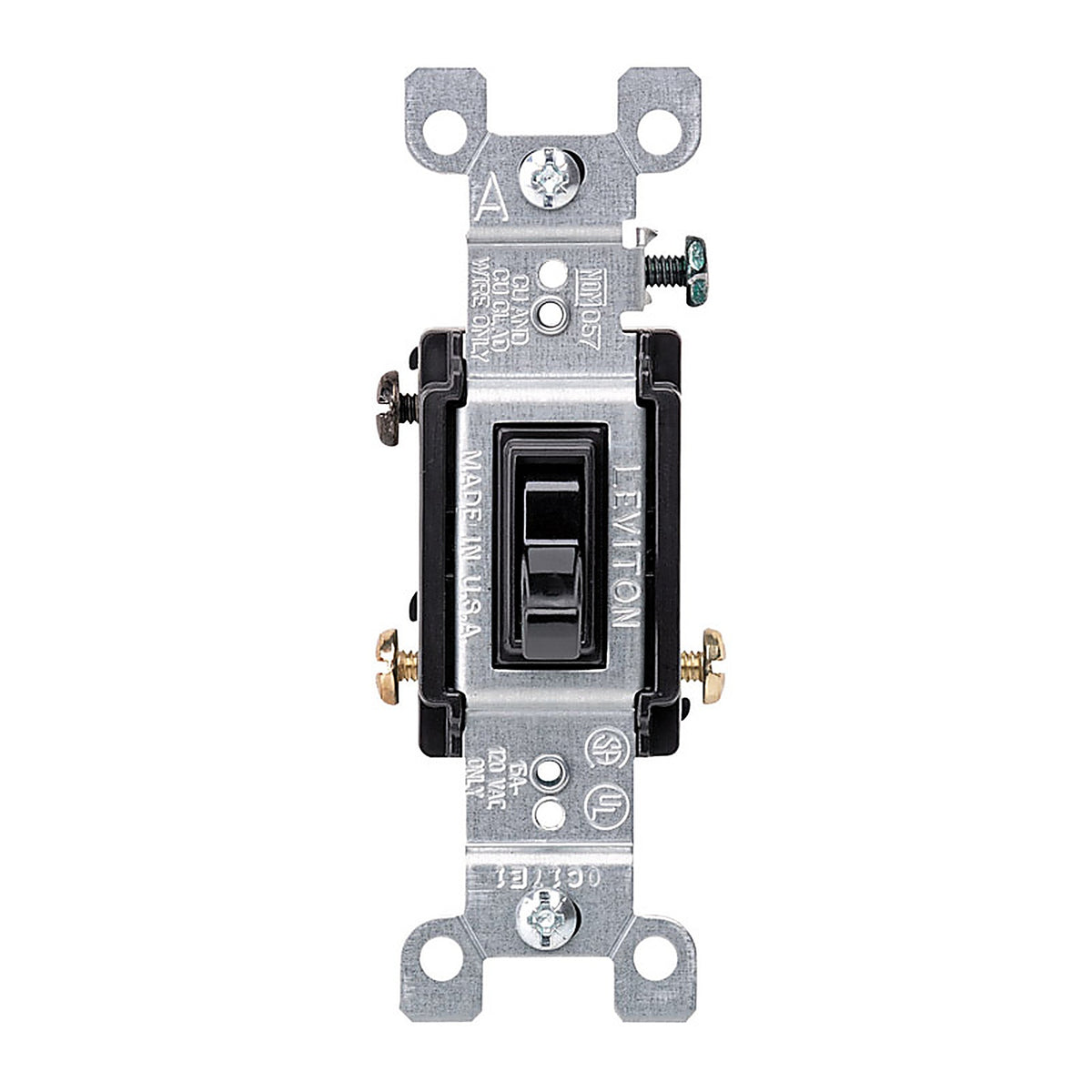 Leviton - 01453-02E - 15 Amps Three Pole 3-Way Toggle AC Quiet Switch Black 1 Pack