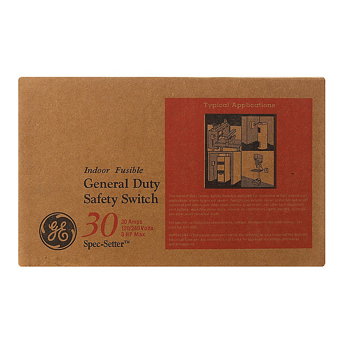 GE - TG3221CP - 30 Amps Fusible 2-Pole Fuse Safety Switch