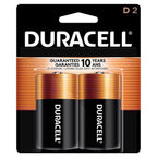 Duracell MN1300B2Z Coppertop D Alkaline Batteries 2 pk Carded