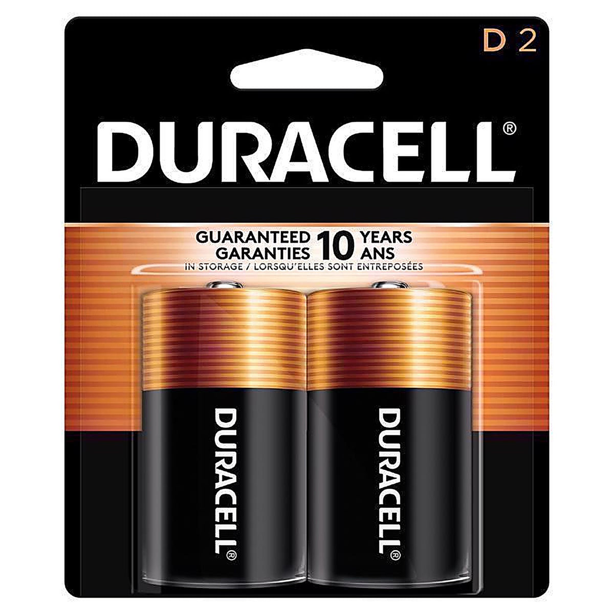 Duracell MN1300B2Z Coppertop D Alkaline Batteries 2 pk Carded
