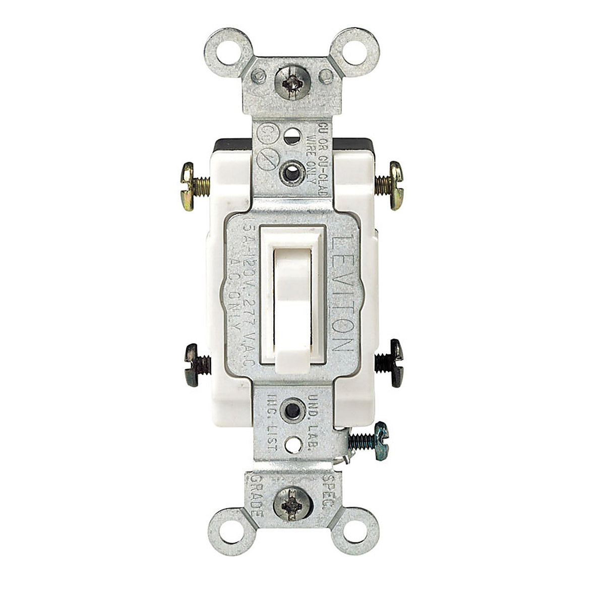 Leviton - 54504-02W - Commercial 15 Amps Toggle AC Quiet Switch White 1 Pack
