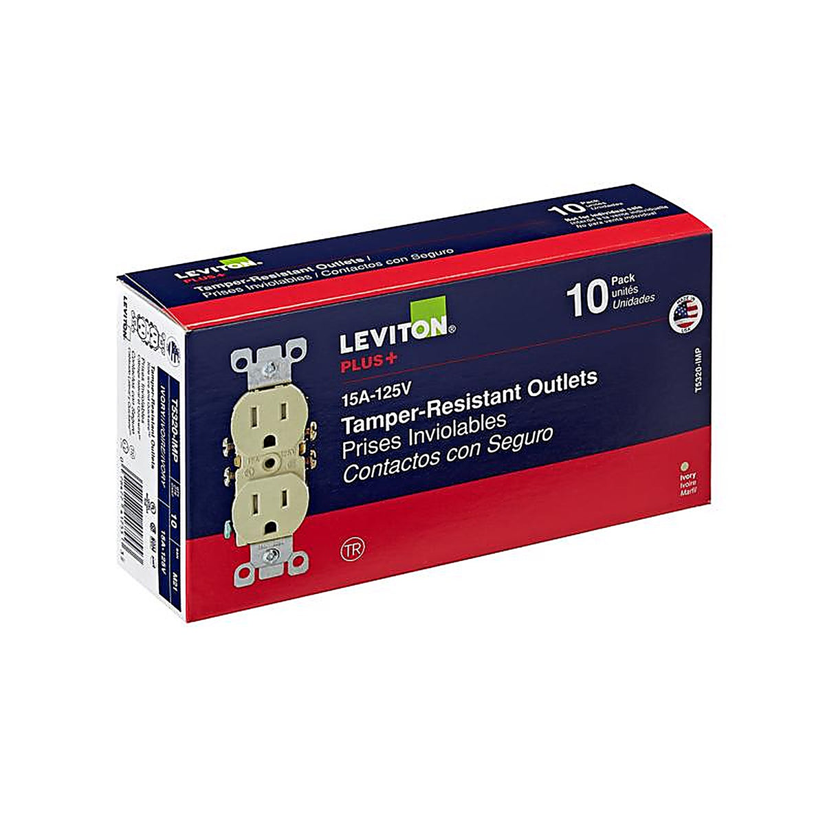 Leviton T5320-IMP 15 amps 125 volt Duplex Ivory Outlet 5-15R 10/Pack