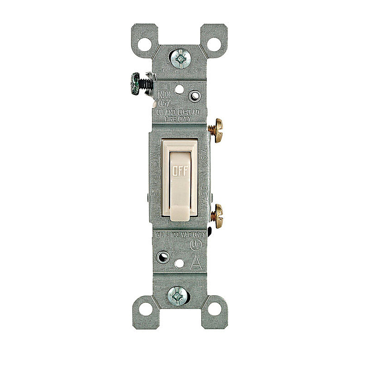 Leviton 01451-2TM 15 amps Single Pole Toggle AC Quiet Switch Light Almond 10/Pack
