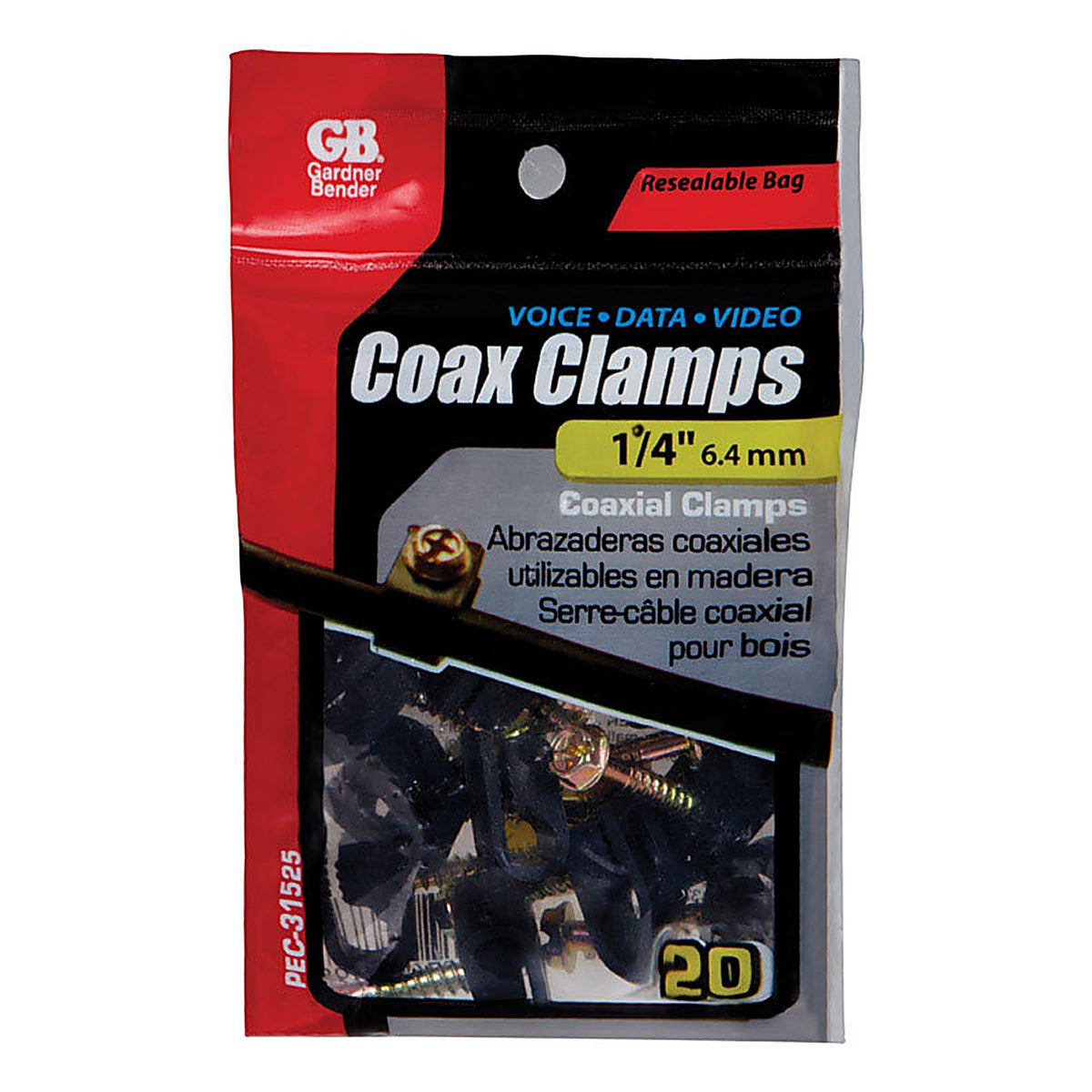Gardner Bender PEC-31525 Polyethylene Coax Cable Clamp 20/Pack