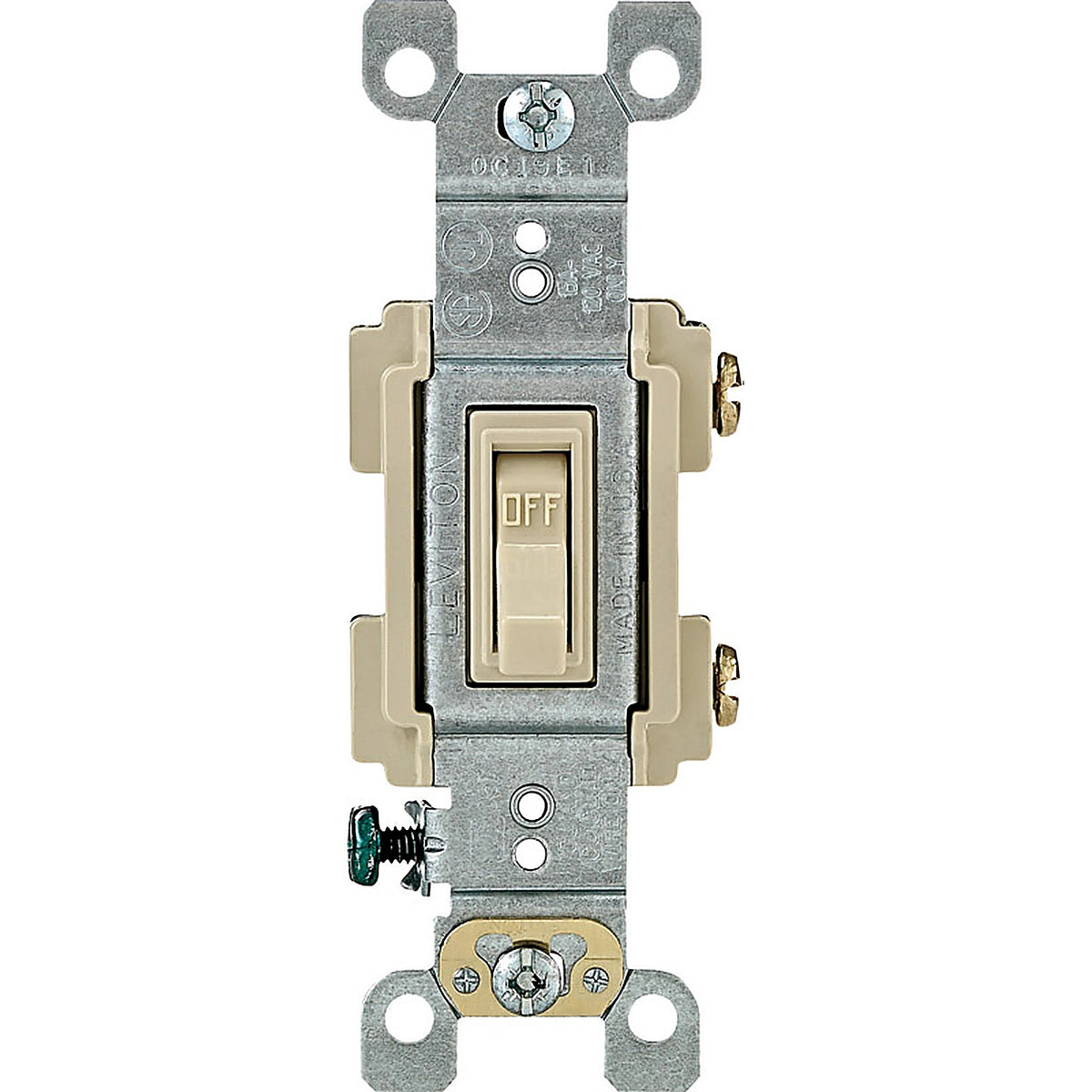 Leviton RS115-ICP 15 amps Single Pole Toggle AC Quiet Switch Ivory 1/Pack