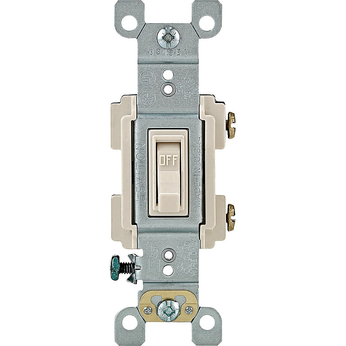 Leviton RS115-TCP Framed 15 amps Toggle Switch Light Almond 1/Pack