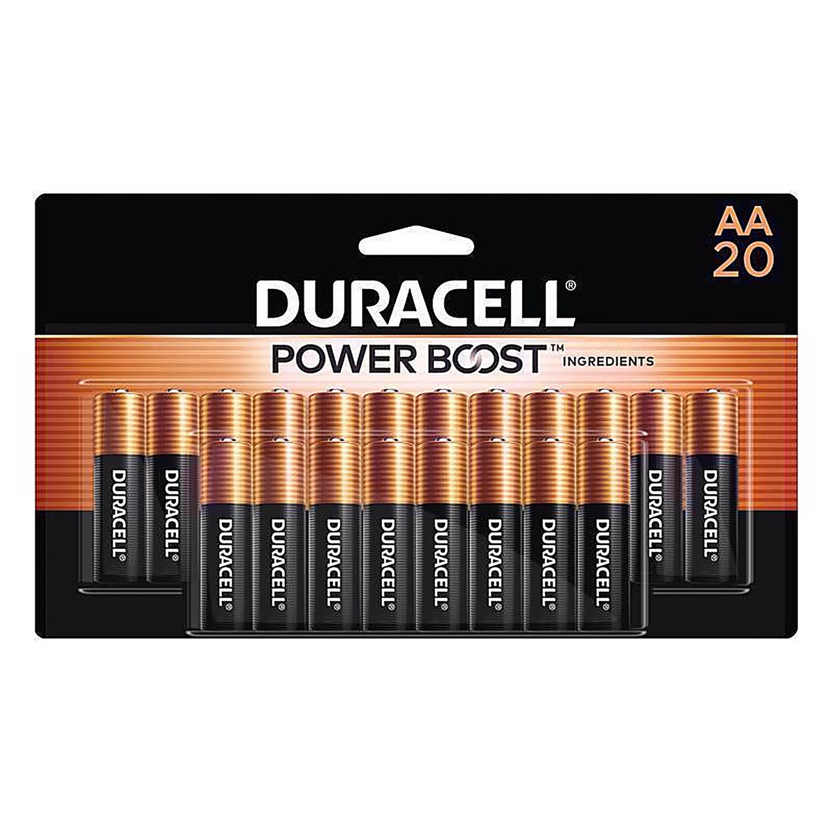Duracell MN1500B20 Coppertop AA Alkaline Batteries 20 pk Carded