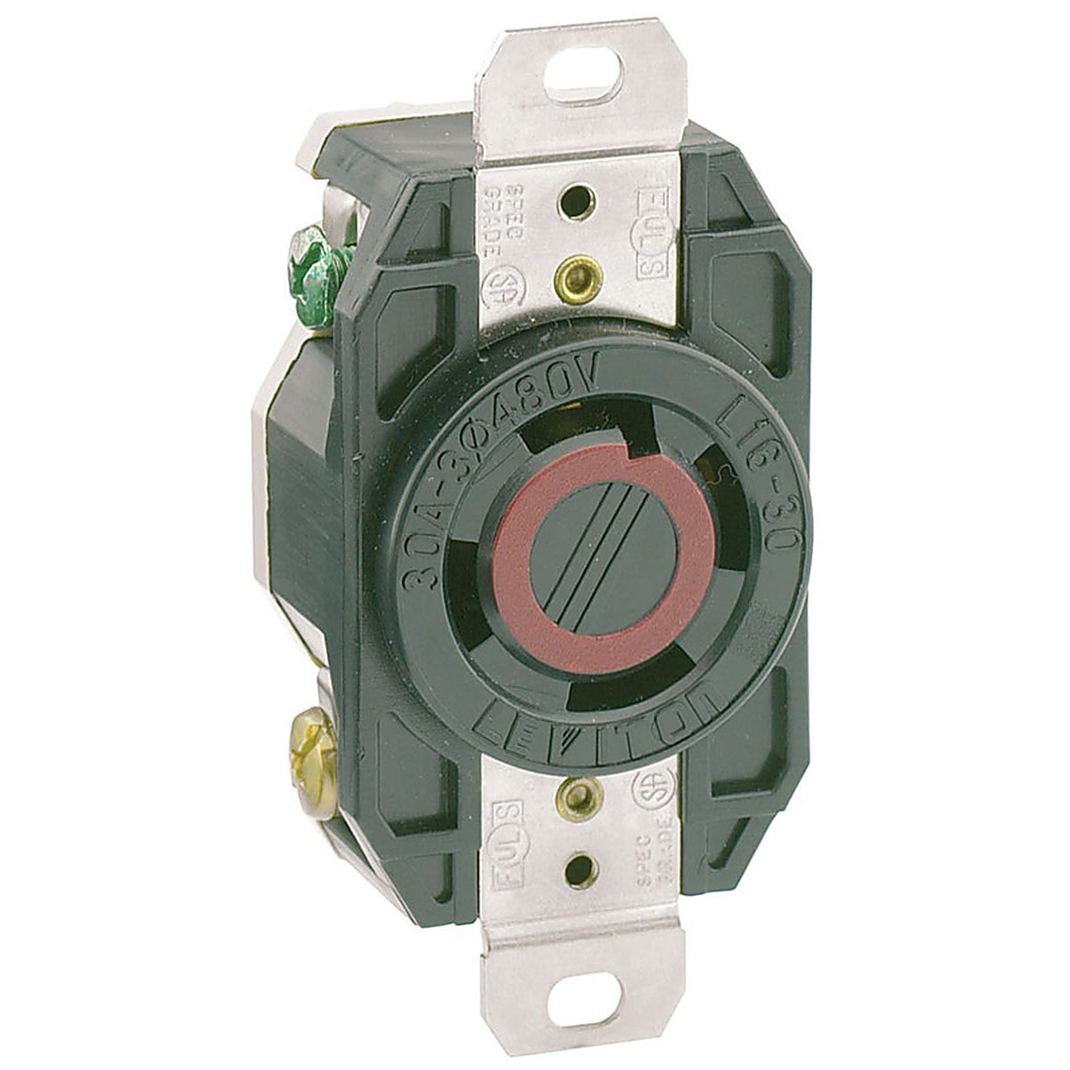 Leviton Mfg. - 02730-000 - V-O-Max 30 Amps 480 V Black Outlet L16-30r 1 Pack