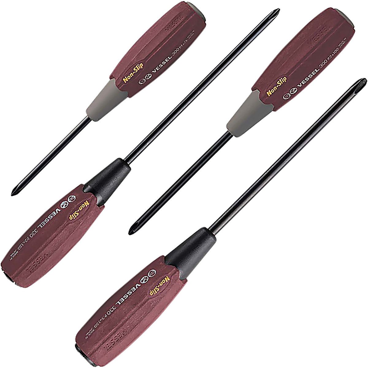 Vessel - 3304JSPBCR - Wood-Compo Jisdrive Screwdriver 4pc. Set Crimson Edition