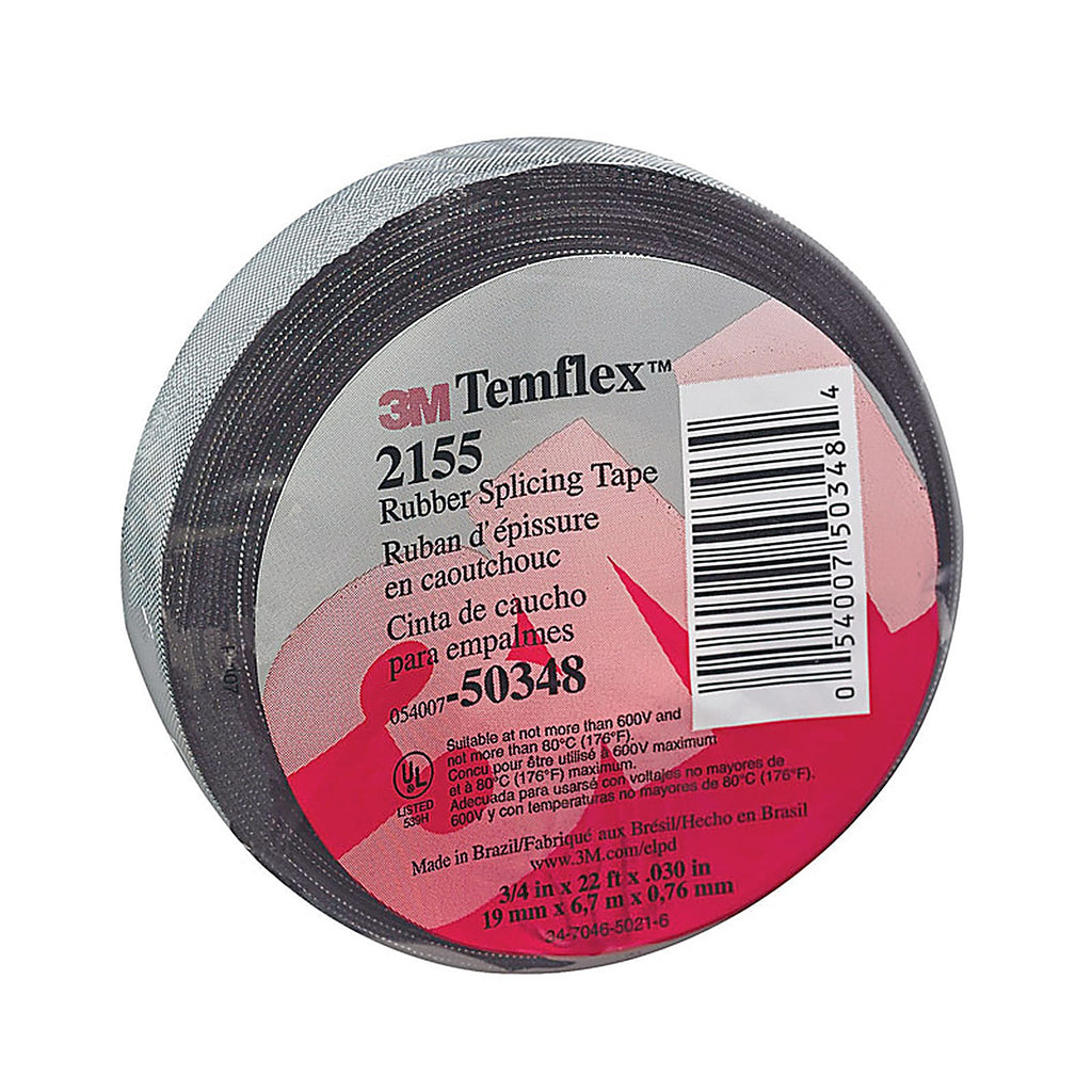 3M 02155 Temflex 3/4 in. W x 22 ft. L Black Rubber Splicing Tape